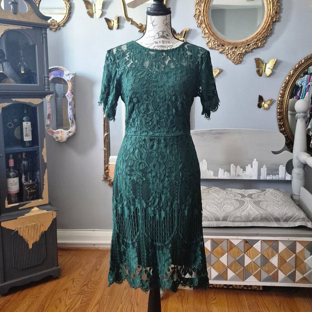 MSLG Green Lace Cocktail Dress Size Small